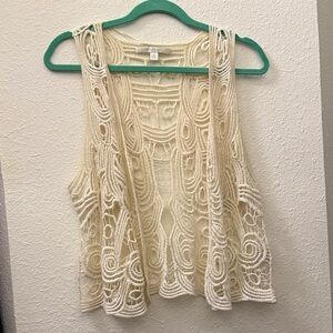LC Lauren Conrad Cream Crochet Vest